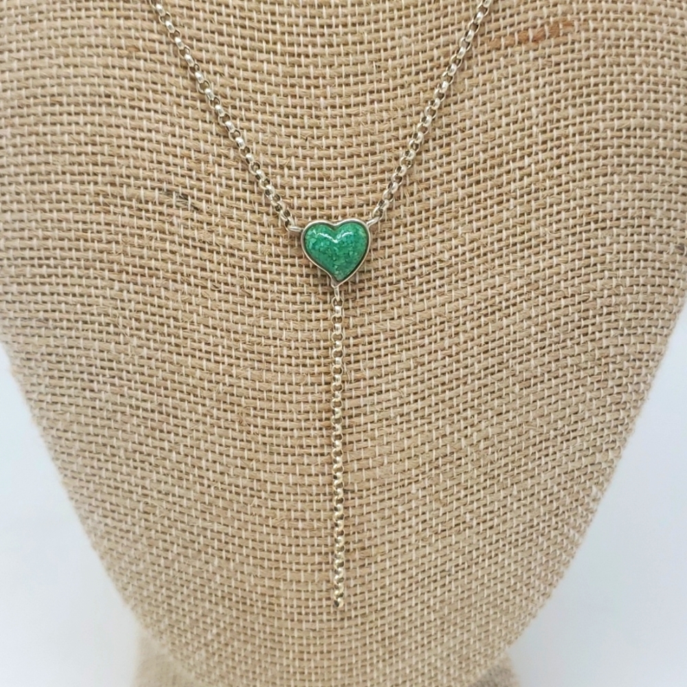Silver Heart Necklace (turquoise?)